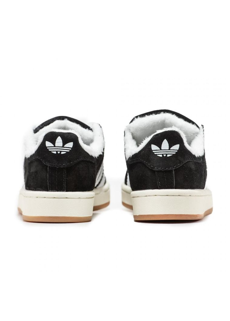 Чорні Зимовий кросівки чоловічі adidas campus 00s black white fur адідас кампус No Brand