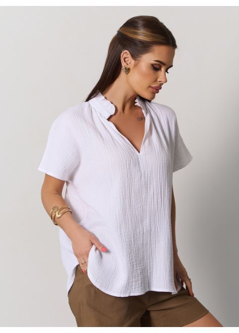 Белая свободная муслиновая блуза No Brand