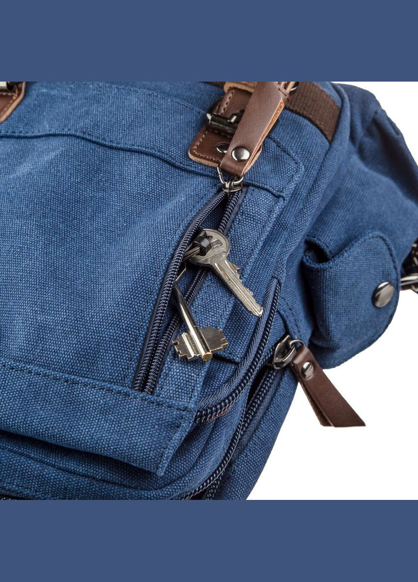 Унисекс сумка-рюкзак вертикальная текстильная с карманами для планшета синяя (sku_20139) No Brand (328922404)