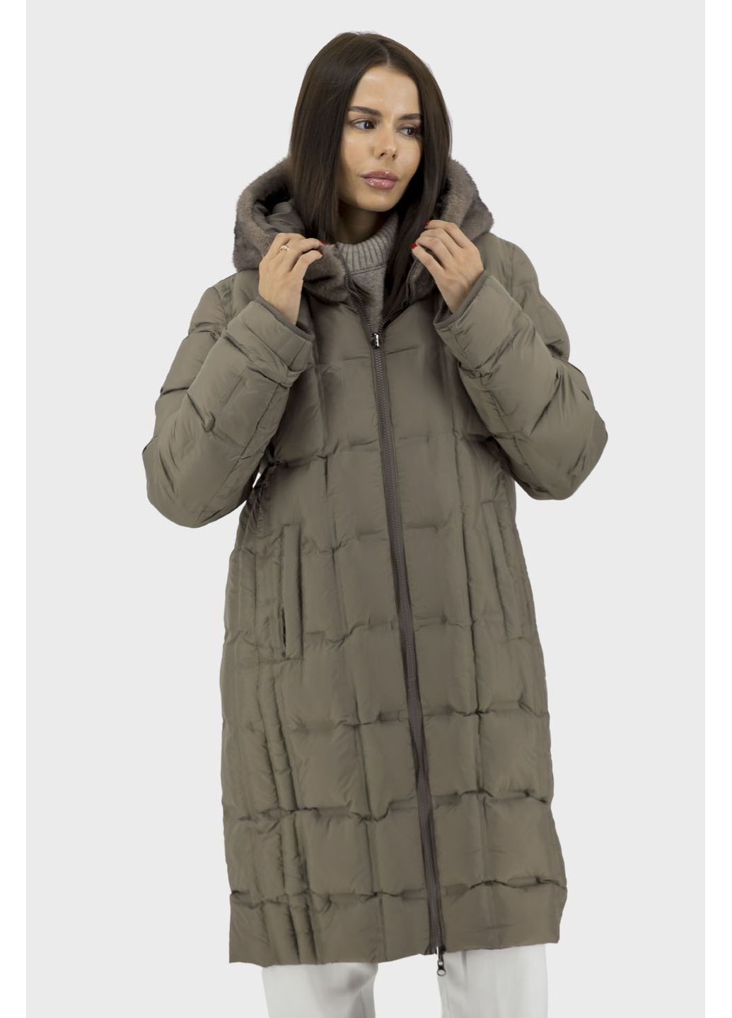 Оливковий (хакі) зимній Пуховик No Brand
