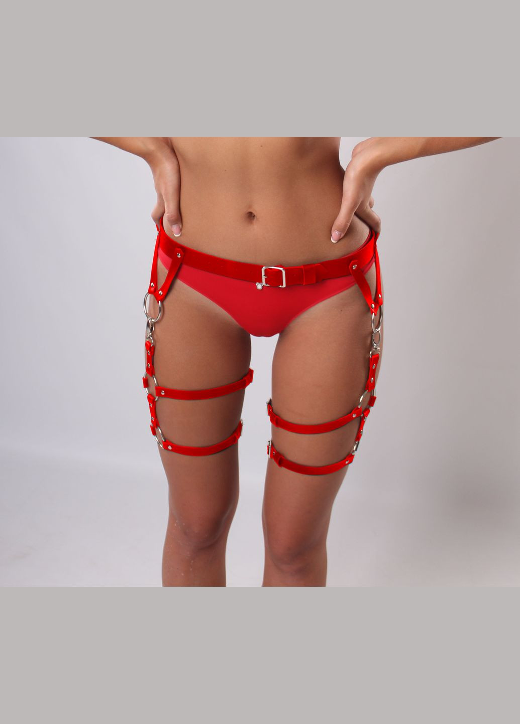 Гартери-пояс G4, екошкіра, ручна робота, червоний Candy Hero (334709455)