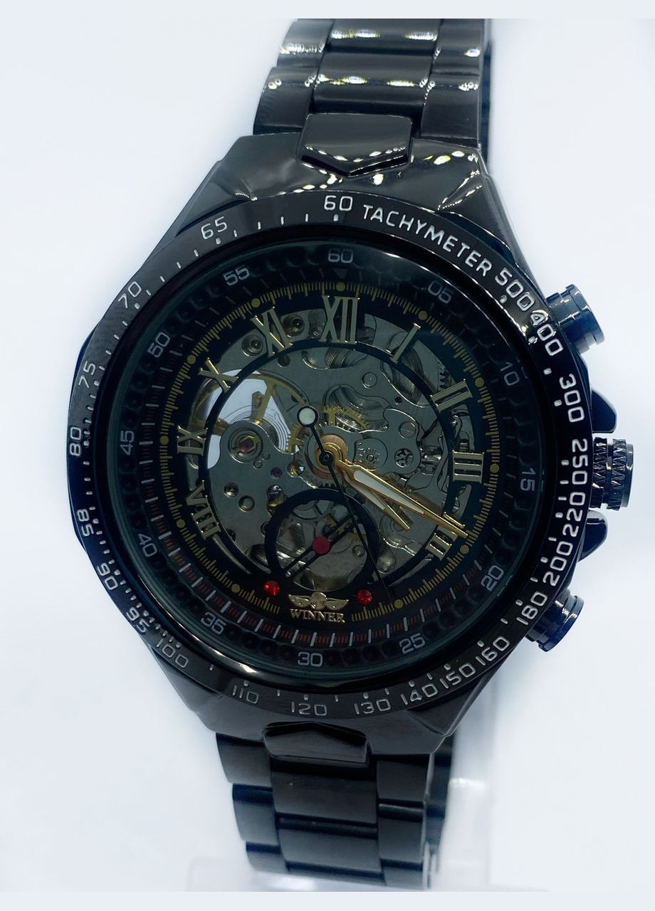 Часы мужские механические наручные Skeleton с автоподзаводом Черный с золотом ( код: IBW903BY ) Winner (365865072)