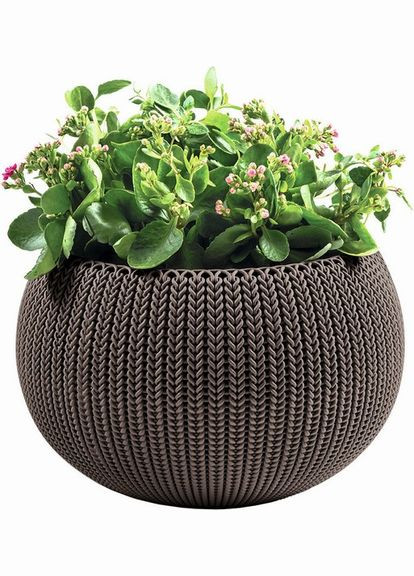 Підвісний горщик з кашпо для квітів 3,2 л. Cozies S з ланцюжком, коричневий Keter (329407697)