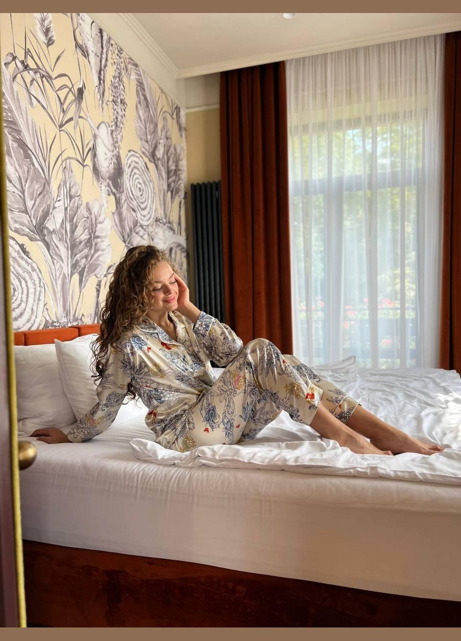 Комбинированная всесезон женская пижама 2477 (молочная) No Brand