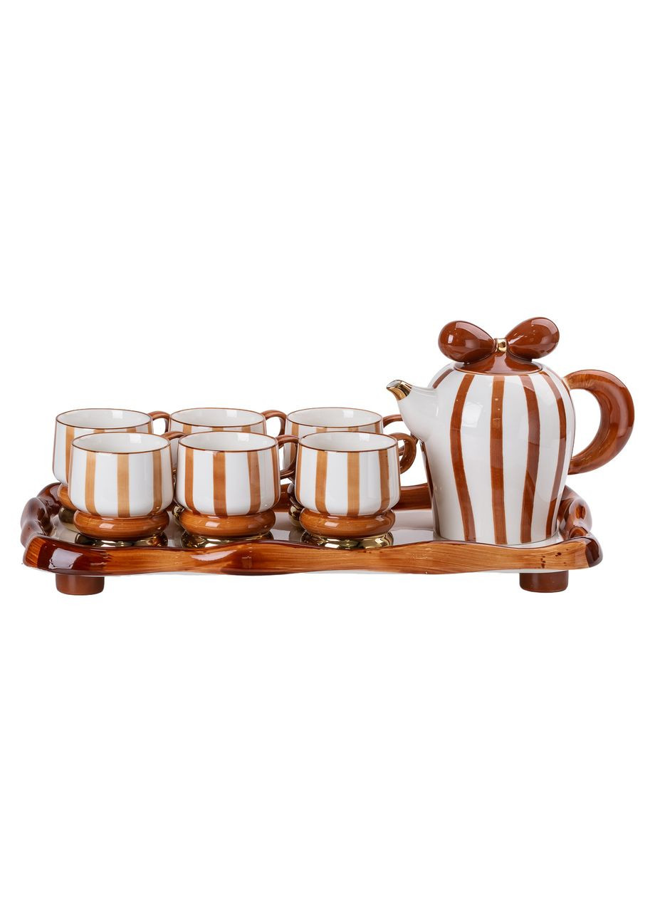 Чайний набір на 6 персон із порцелянаовою підставкою, шоколад HP-15-29 Yiwu (369142972)