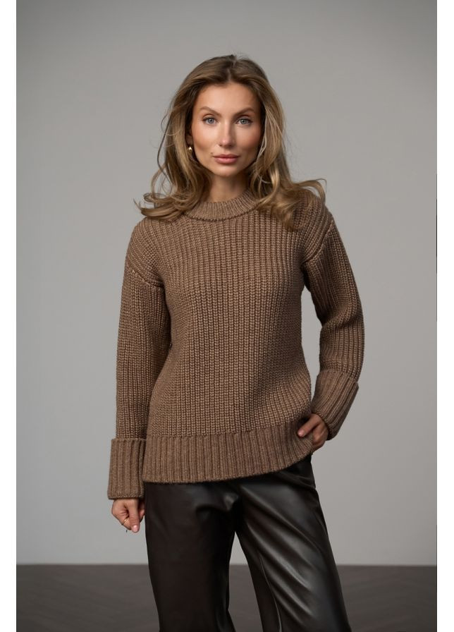 Темно-бежевий светр з хомутом 2843 димок Triko Bakh