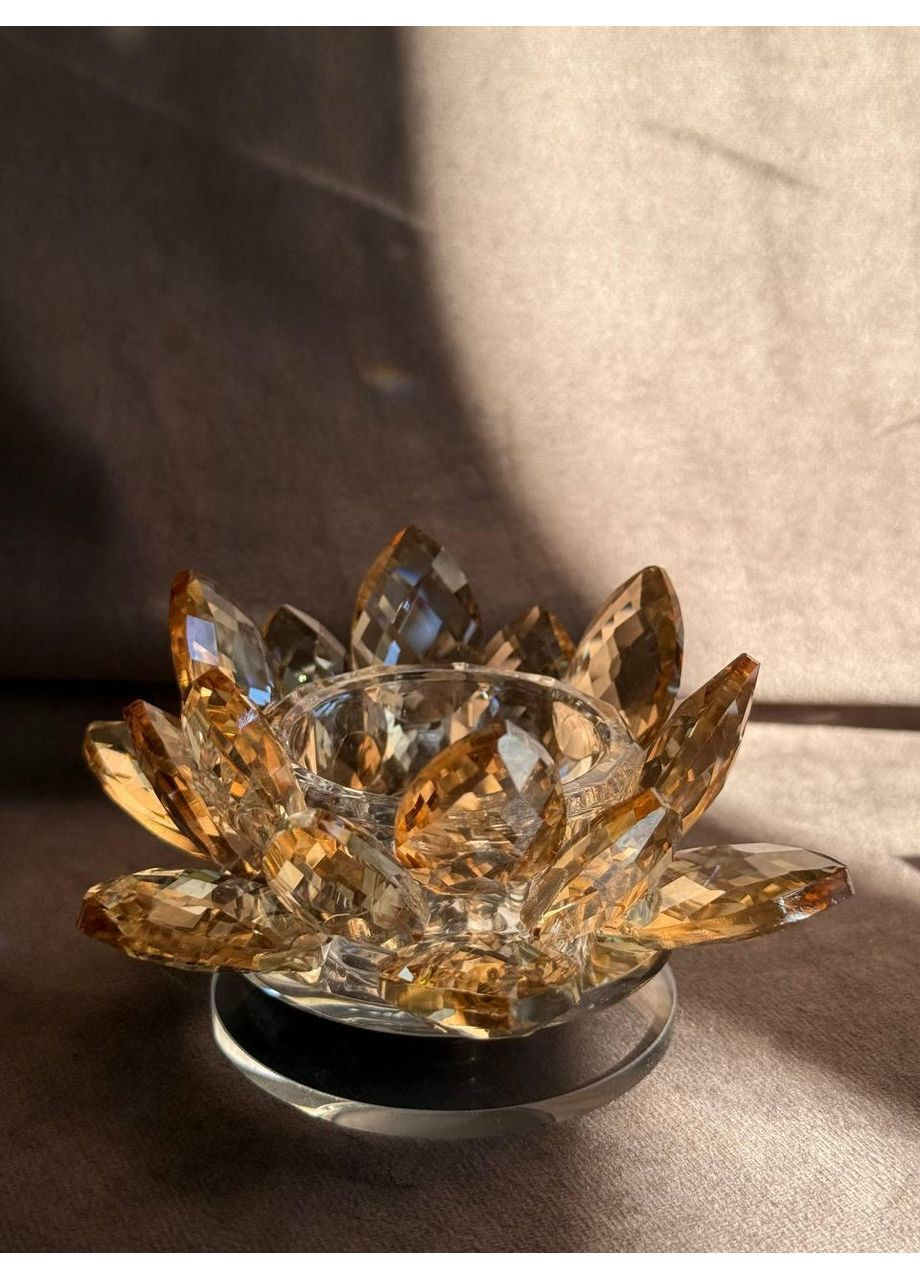 Подсвечник HP-4-91 лотос крутящийся стеклянный на одну свечу 11*11*6 см No Brand (362098747)