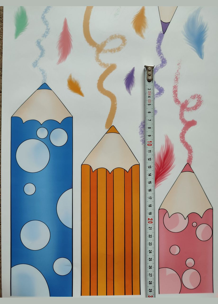 Вінілові наклейки на стіну Різнобарвні олівці (лист 30 х 90 см) Б391-5 No Brand (302242685)