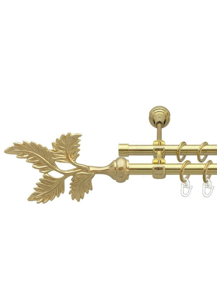 Карниз Папороть металлический двухрядный открытый гладкая труба Золото 16\16 мм 300 см (00-00014278) ORVIT (300280140)