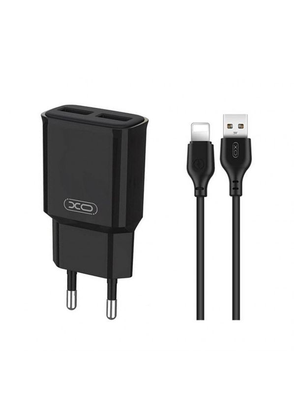 Мережевий зарядний пристрій L92C адаптер 2USB 2.4A + Lightning black XO (333827852)