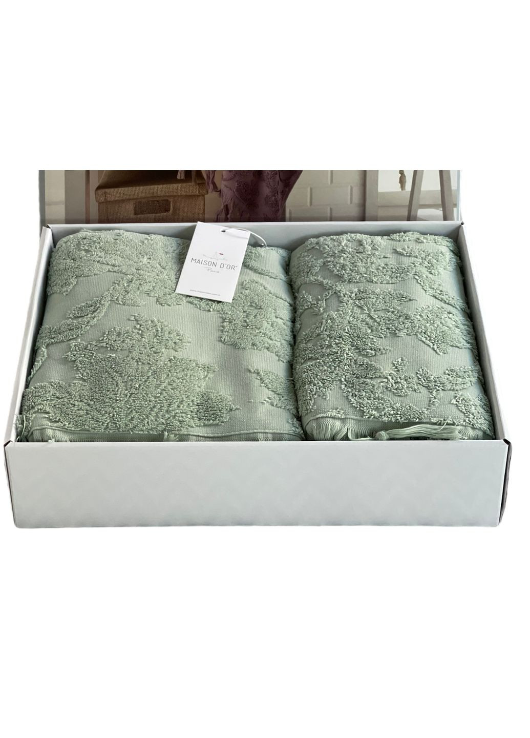 Набір рушників Sanda Jacquard Sage махрові 50-100 см, 85-150 см оливкові Maison D'or оливковий