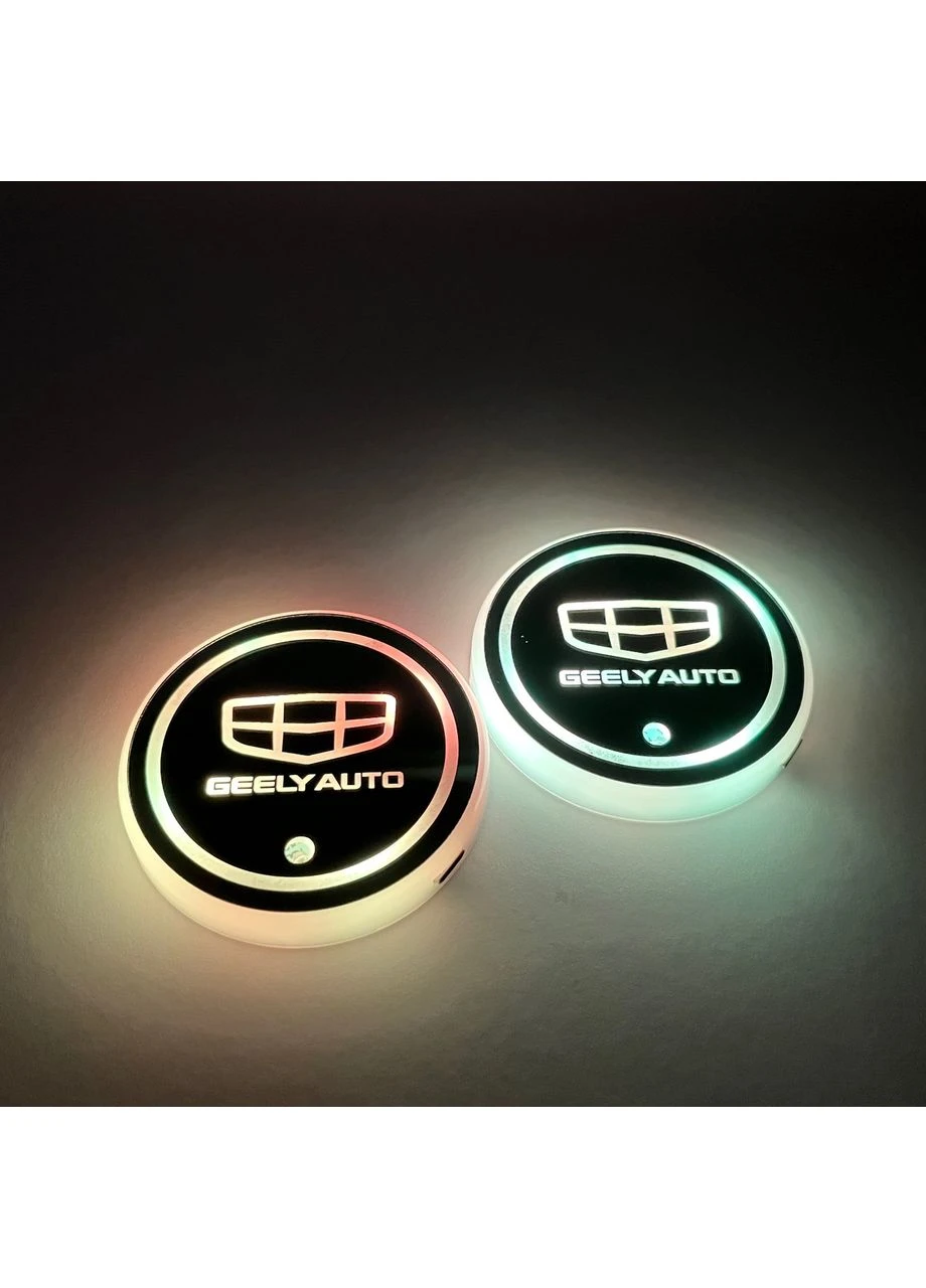 Підсвічування в підсклянник з логотипом GEELY AUTO з датчиком світла на акумуляторі No Brand (382340915)