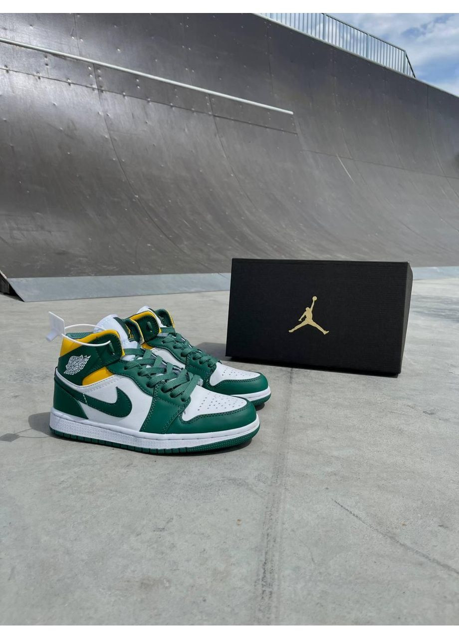 КРОСІВКИ ЖІНОЧІ NIKE AIR JORDAN 1 MID GS SONICS НАЙК АІР ДЖОРДАН No Brand білі демісезони (367172992)