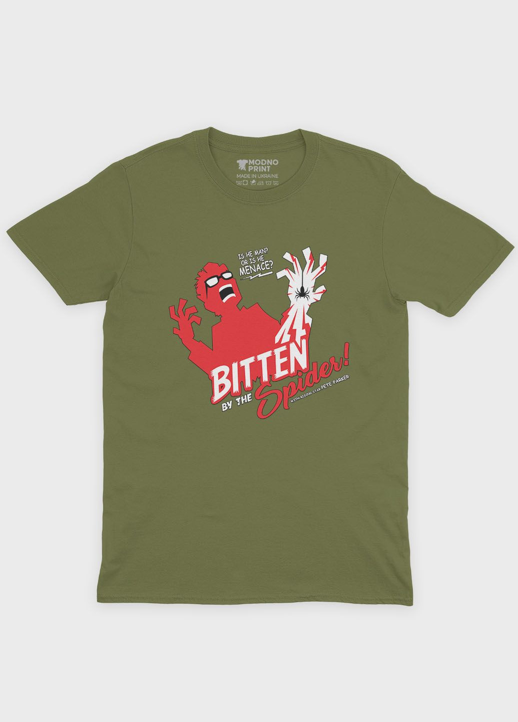 Хаки (оливковая) летняя мужская футболка с принтом супергероя - человек-паук (ts001-1-hgr-006-014-027-f) Modno
