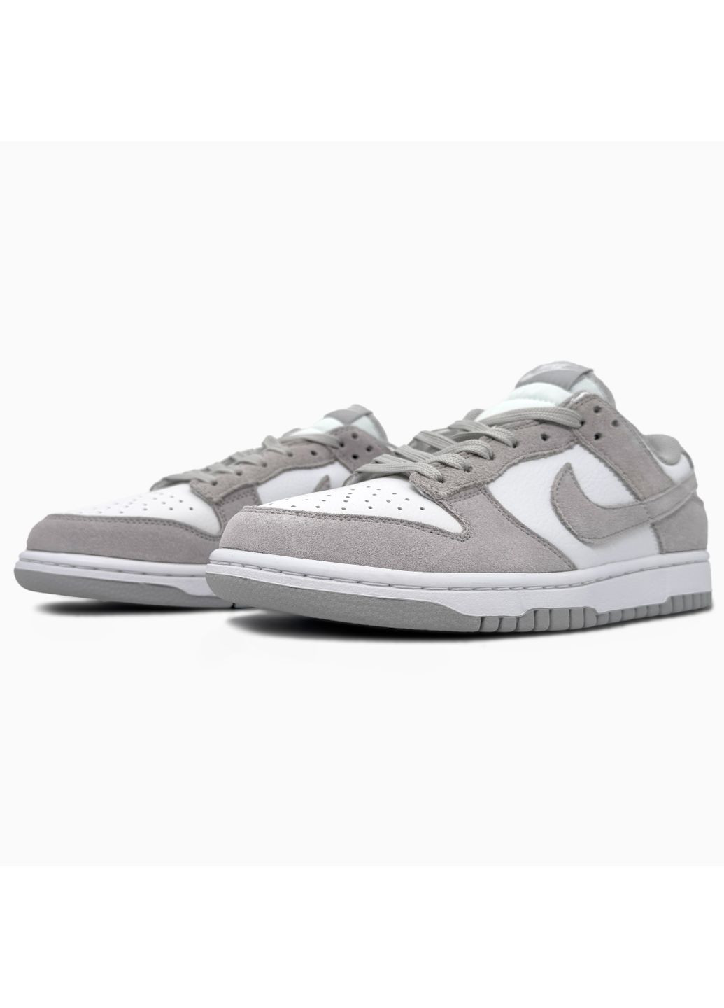 Серые демисезонные кроссовки мужские nike sb dunk low white / grey textile найк сб данк No Brand