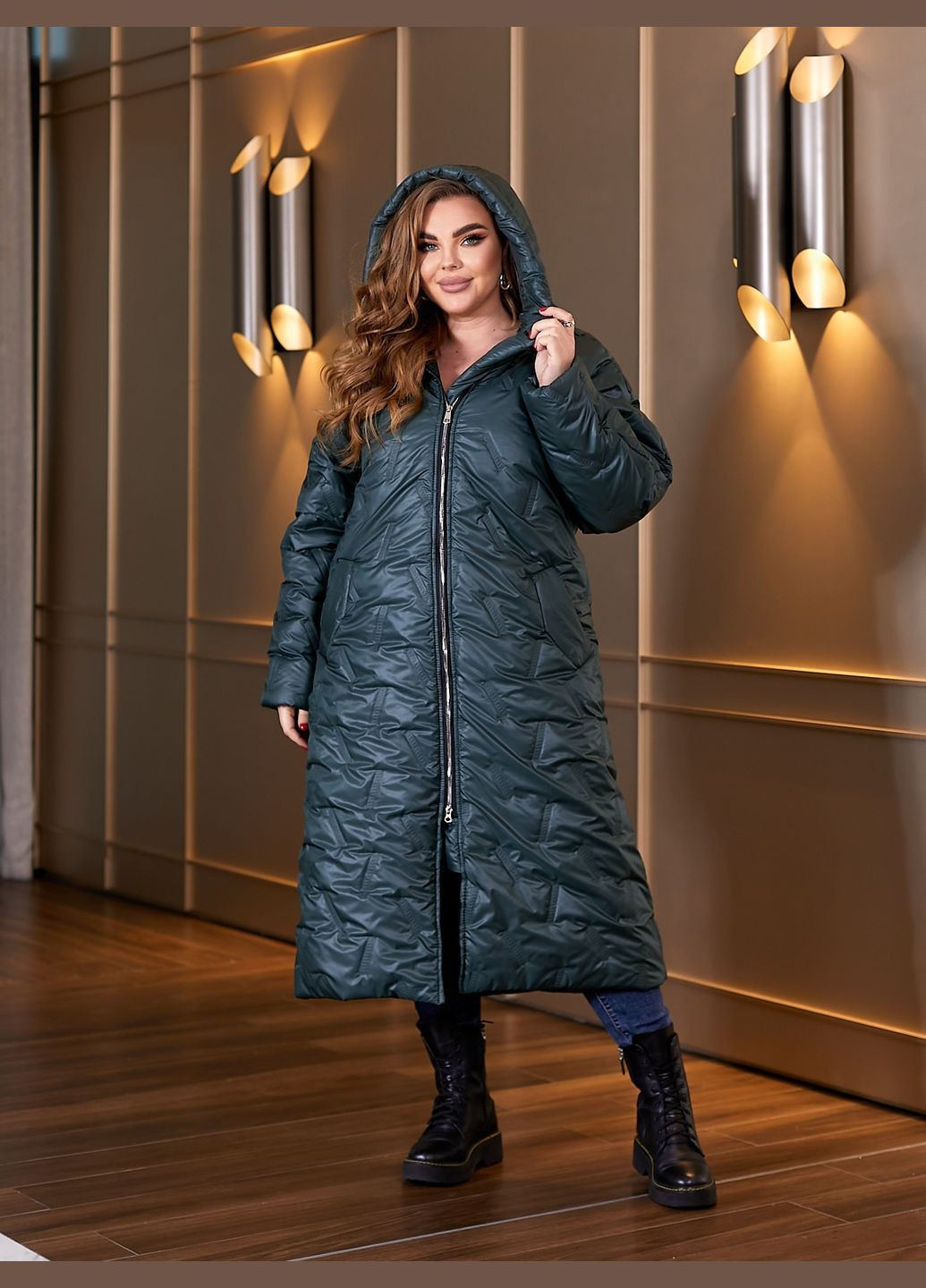 Смарагдова зимня зимова куртка-пальто куртка-пальто No Brand