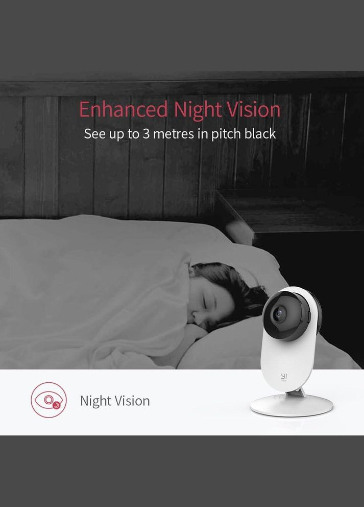 Камера відеоспостереження YI Home 1080p Wi-Fi, нічне бачення, виявлення руху, сумісна з Alexa і Google Assistant No Brand (338193329)