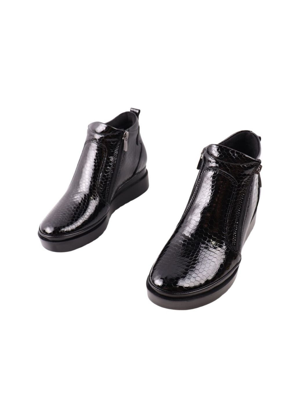 ботинки женские черные натуральная лаковая кожа Kesim