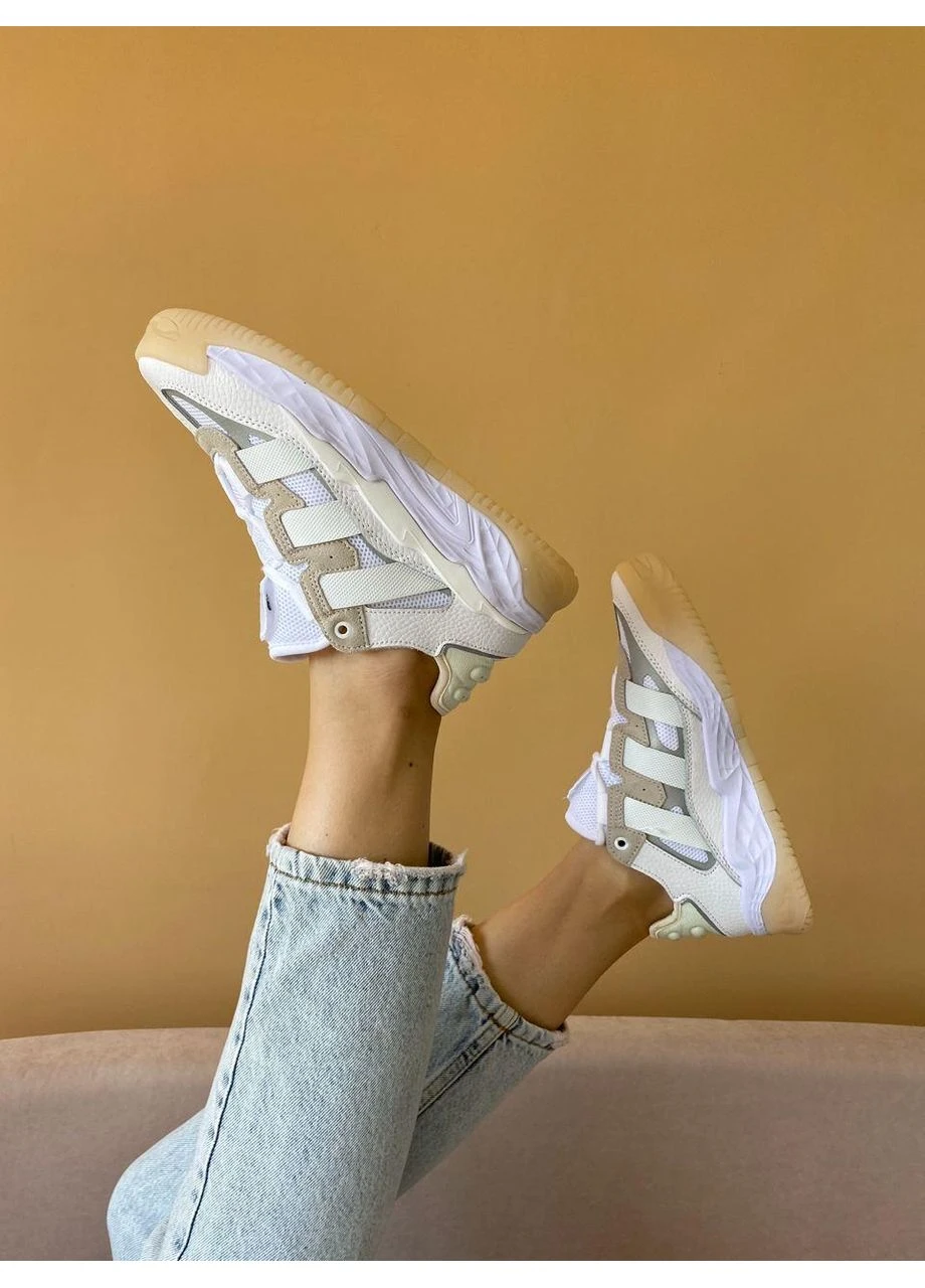 Белые летние кроссовки adidas niteball white gum адидас найтбол No Brand