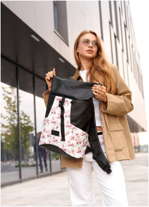 Рюкзак ролл унисекс RollTop KQN принт "Flowers" Sambag (302519226)