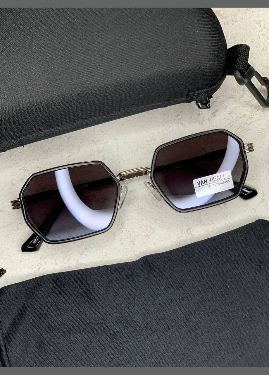 Сонцезахисні окуляри унісекс з поляризацією та UV-захистом, стильні окуляри в чорно-срібній оправі No Brand (345702284)