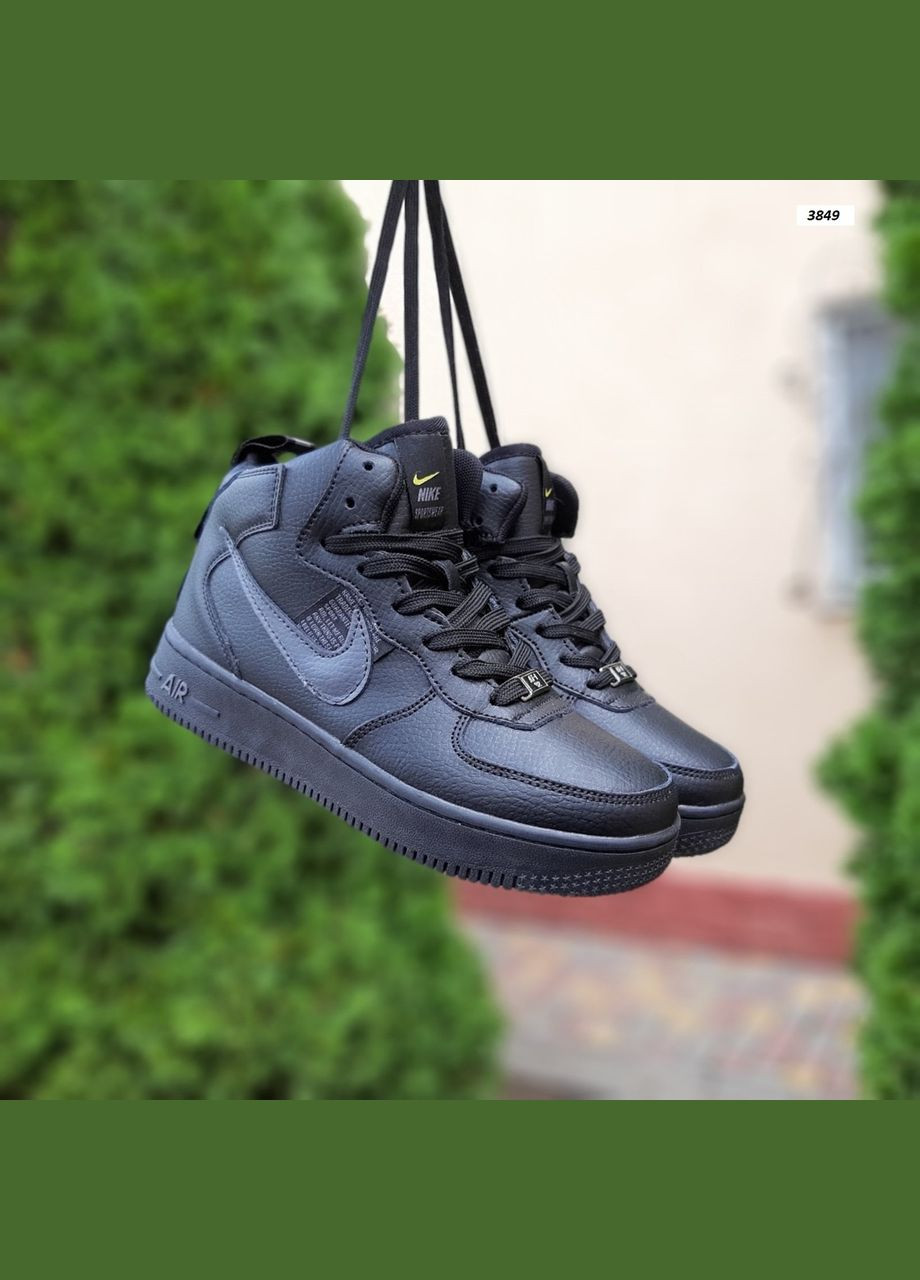 Чорні всесезон зимові кросівки air force 1 black високі Nike --2564