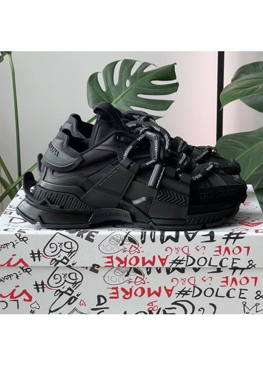 Чорні Осінні кросівки чоловічі і жіночі dolce & gabbana space black | дольче і габбана спейс чорні No Brand