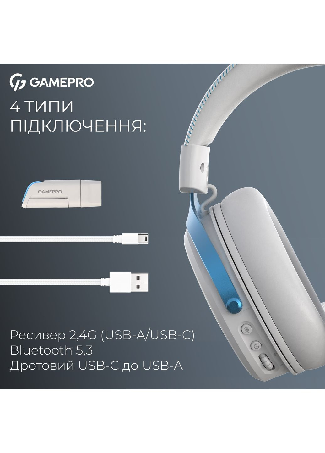 Гарнітура Asgard Freya Pro White-Blue (HSW201WB) GAMEPRO (365748908)