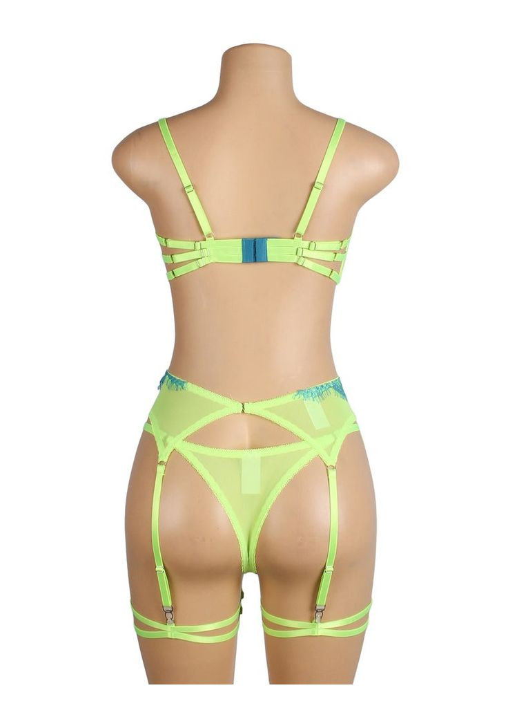 Салатовий демісезонний комплект білизни салатовий star night з бірюзовими мереживними вставками star night (без коробки) No Brand