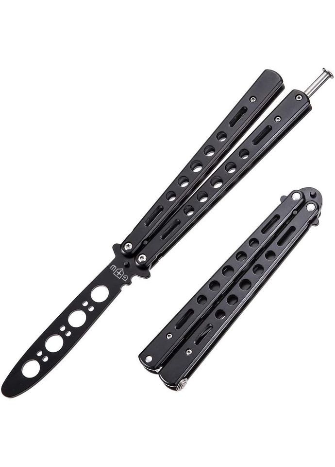 Ніж метелик тренувальний, тупий (не гострий), балісонг для фліпінгу Black 10-B No Brand (370770549)