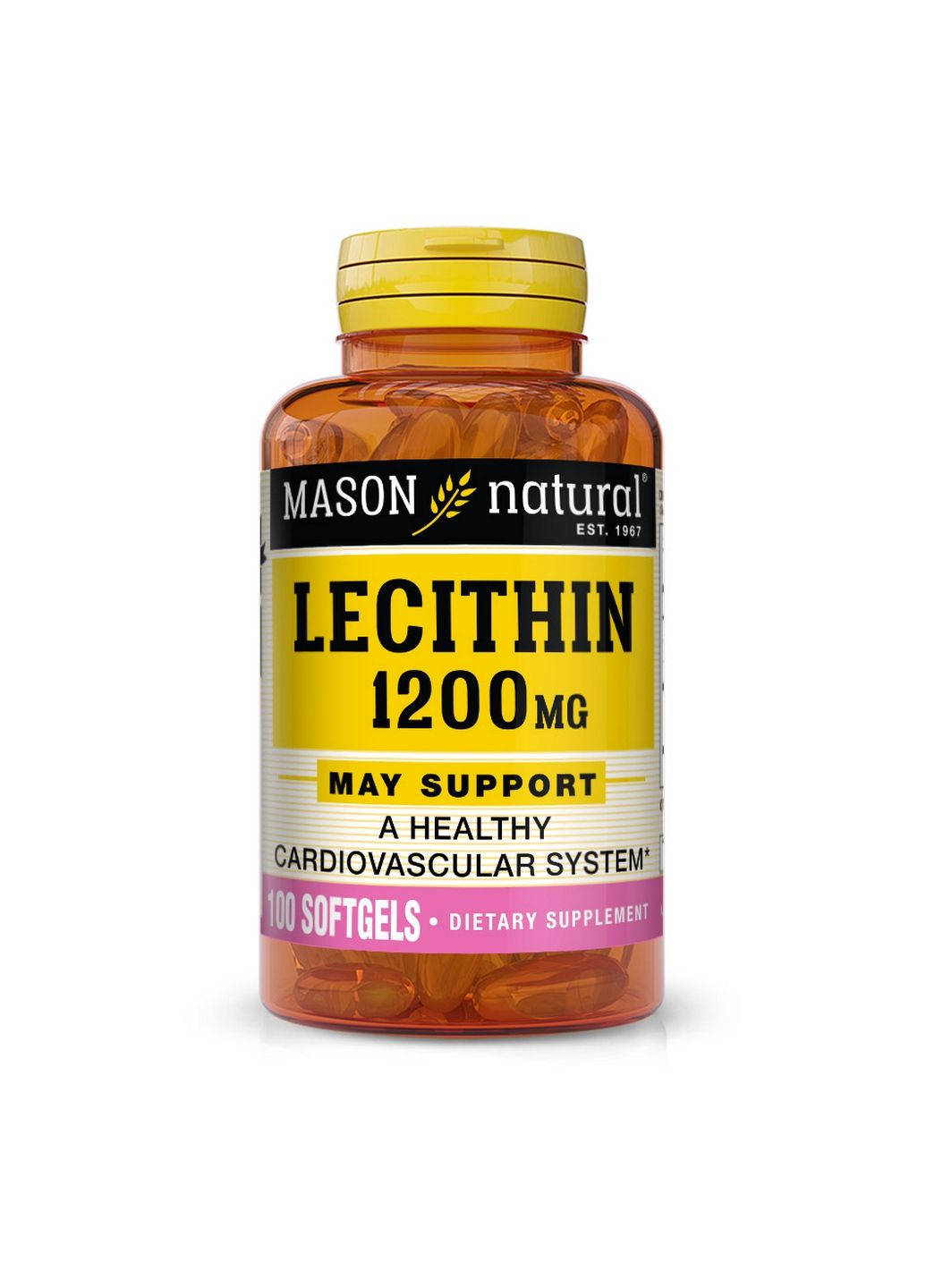Натуральная добавка Lecithin 1200 mg, 100 капсул Mason Natural (293479542)