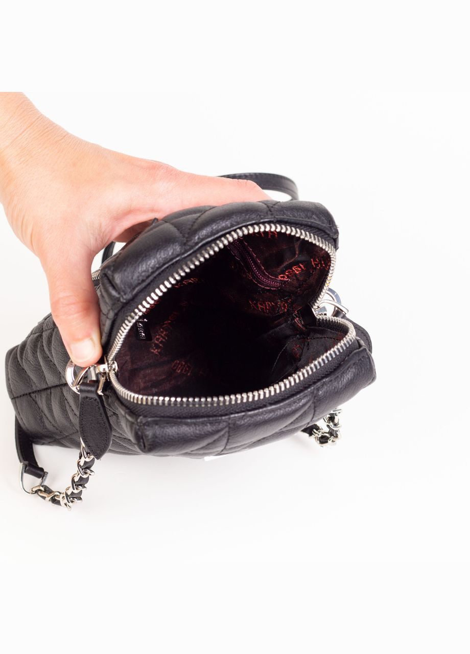 Жіноча маленька шкіряна сумка крос-боді 2310-45 стьогана чорна Karya (261481988)