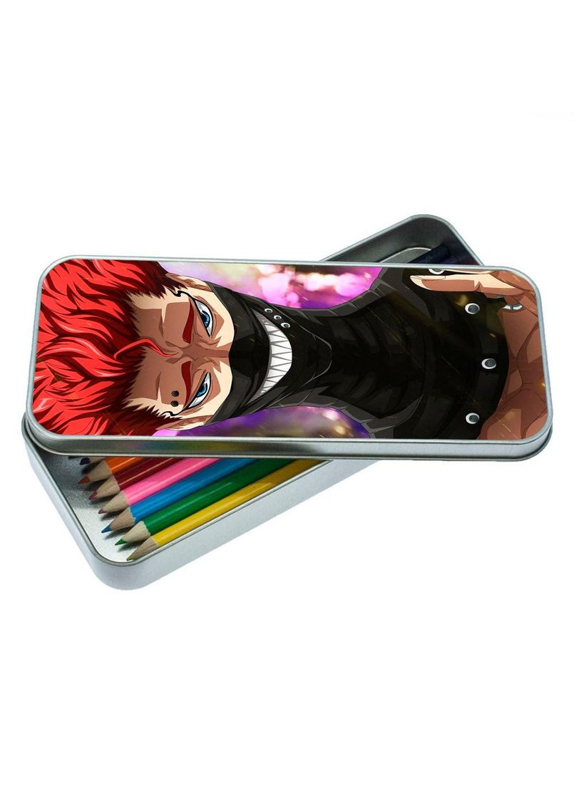 Пенал школьный для мальчика и девочки металлический Черный клевер #008 7*18 см Silver No Brand (309159977)