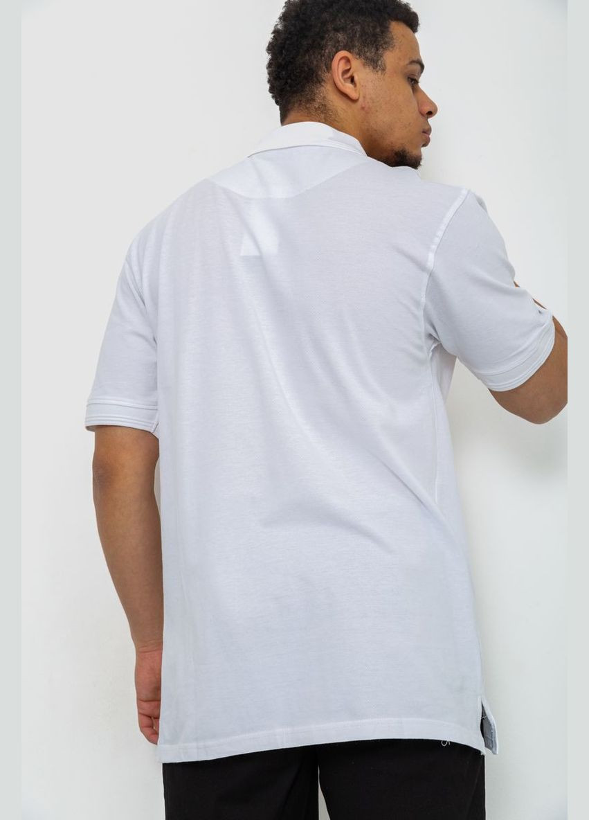 Белая поло мужское однотонное 244r015 с длинным рукавом Ager