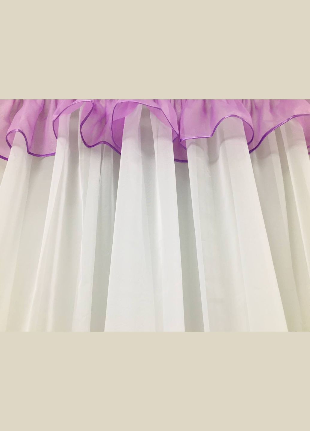 Тюль короткий з ламбрекеном бузковий 180х300 с No Brand (300694309)