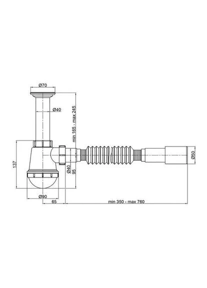 Сифон для мийки 1 1/2*40 SF 20 12 Polmark (361149963)