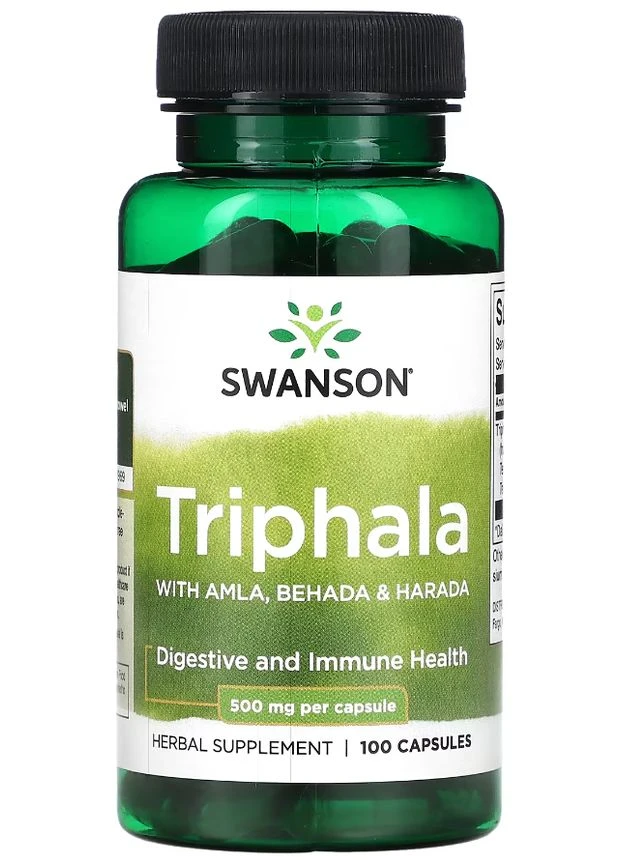 Трифала с амлой, бибхитаки и харитаки Triphala with Amla Behada + Harada 500 мг 100 капс Swanson (351863274)