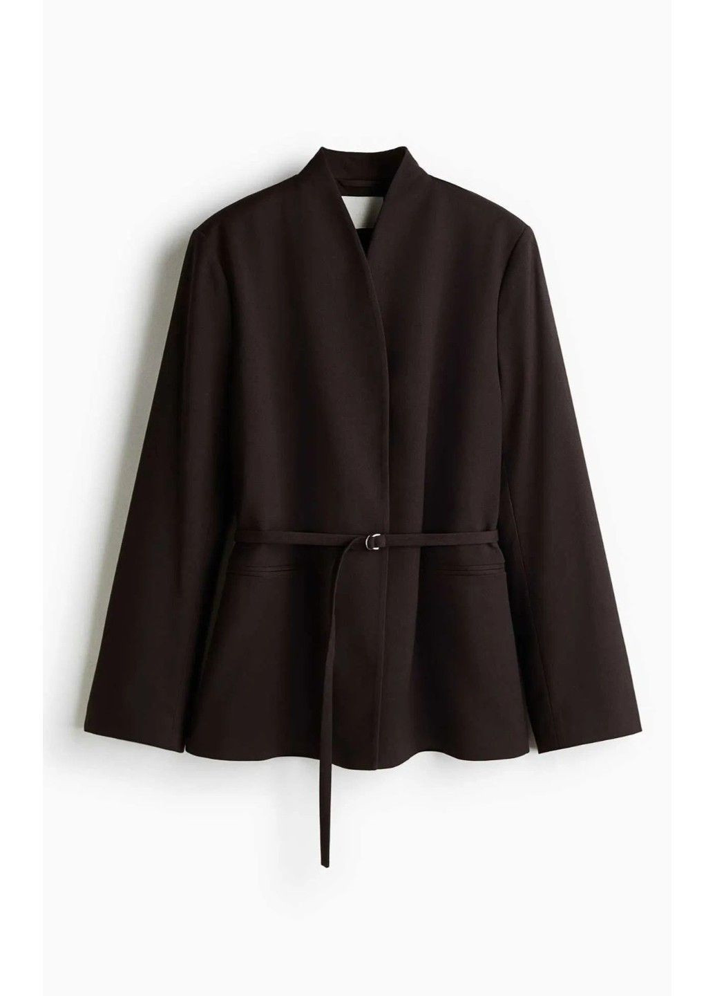 Жіночі приталений піджак з поясом Н&М (58651) XS Темно-коричневий H&M (366144625)