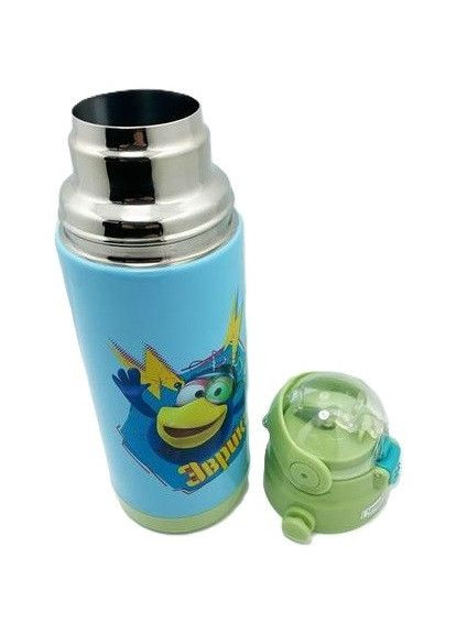 Дитячий термос-поїлка з ремінцем 350 мл нержавіюча сталь з силіконовою трубочкою Blue Stenson (360651488)
