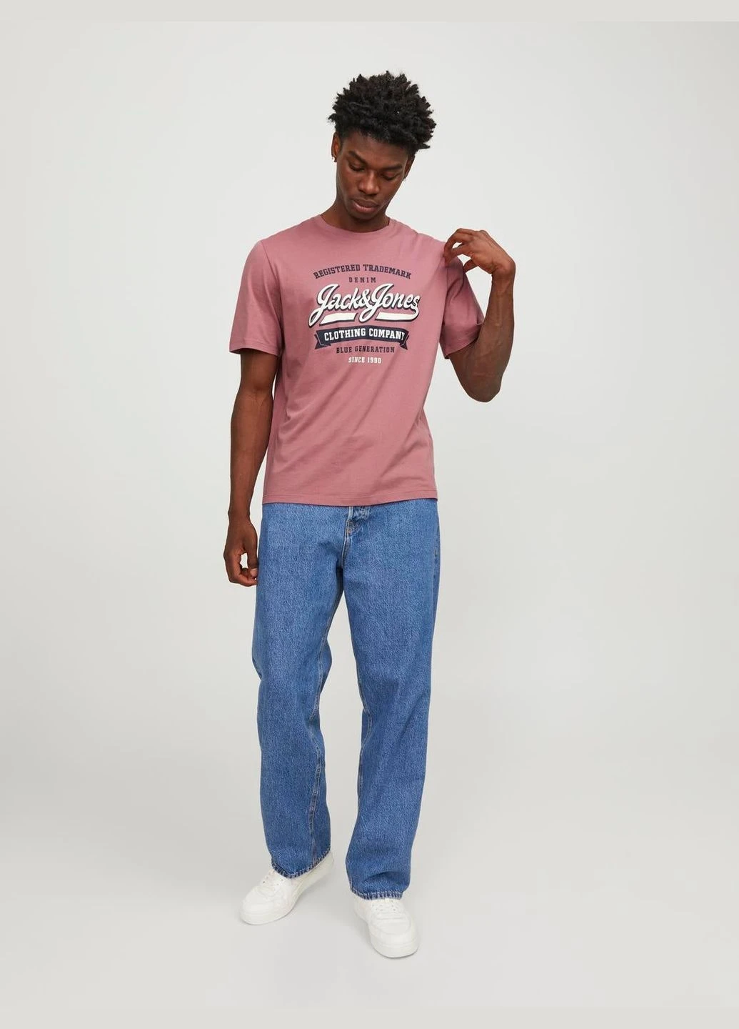 Рожева футболка basic,рожевий з принтом,jack&jones Jack & Jones