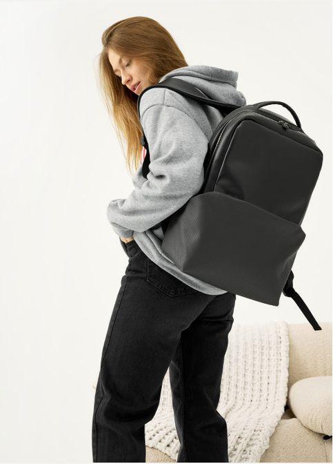 Рюкзак женский из экокожи Zard Dart с перфорацией Черный Sambag (301871975)