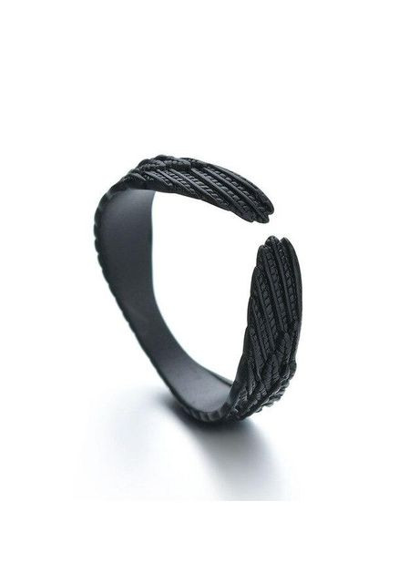 Кольцо стальное в виде черных Крыльев ангела размер регулируемый Fashion Jewelry (285110734)