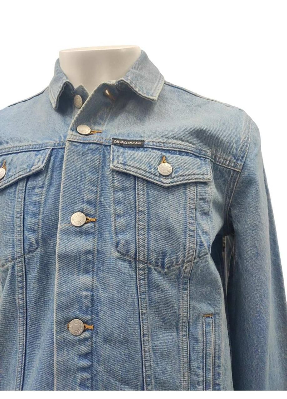 Комбінована демісезонна чоловіча джинсова куртка, голубого кольру, розмір м Calvin Klein Jeans slim fit