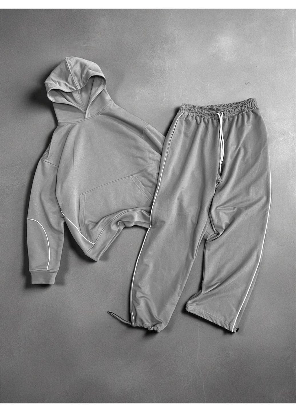 Чоловічий демісезоний костюм худі+штани сірий No Brand (364188819)