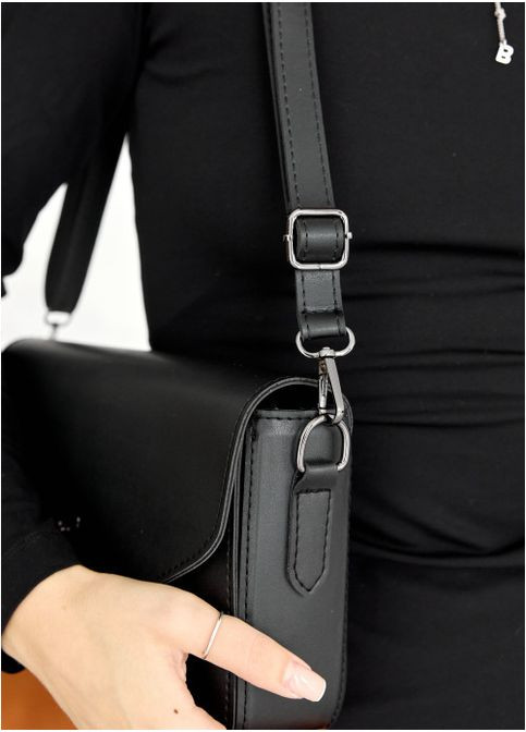 Женская сумка кроссбоди с замком из экокожи Черная (1032025717) Sambag (360752358)