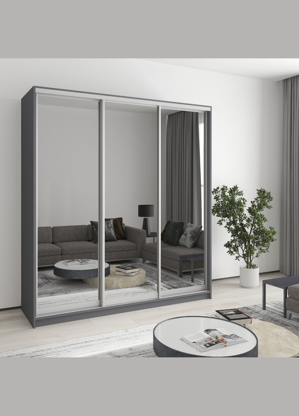 Шкаф-купе трехдверный Стандарт AL 3 Зеркала 190x60x210 см (MBS-2981) MebelStar (346289244)