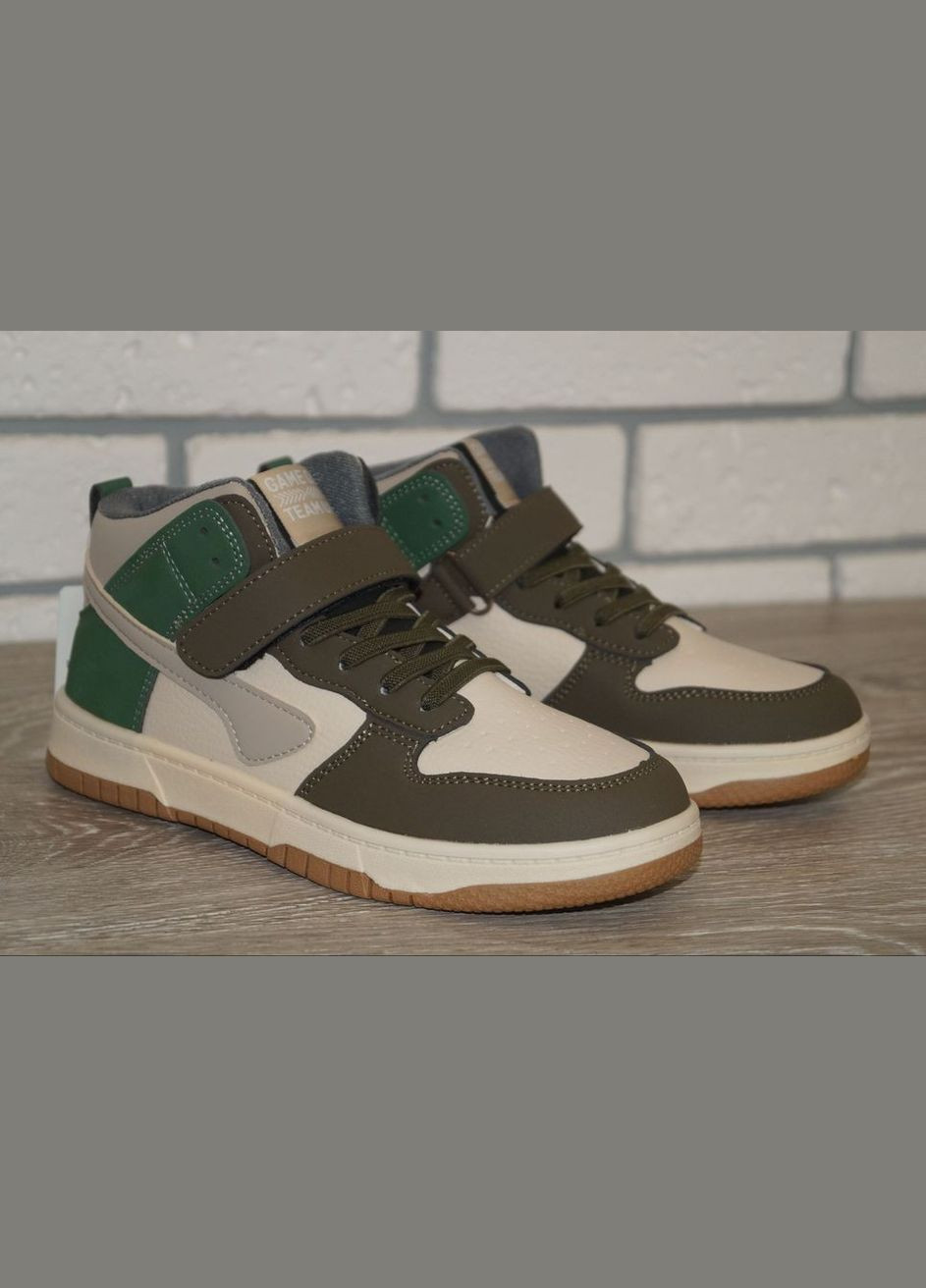 Хайтопи демісезонні дитячі / Черевики демісезонні дитячі бежеві із зеленим BBT fashion kids (305908514)