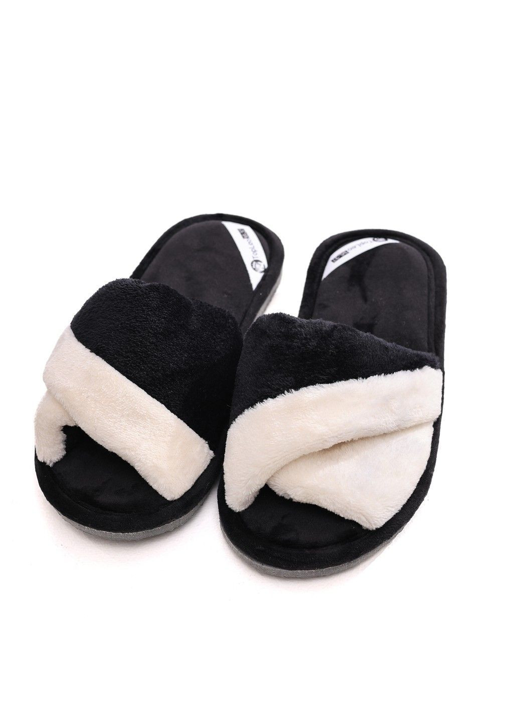 Черно-белые тапочки женские Topleo