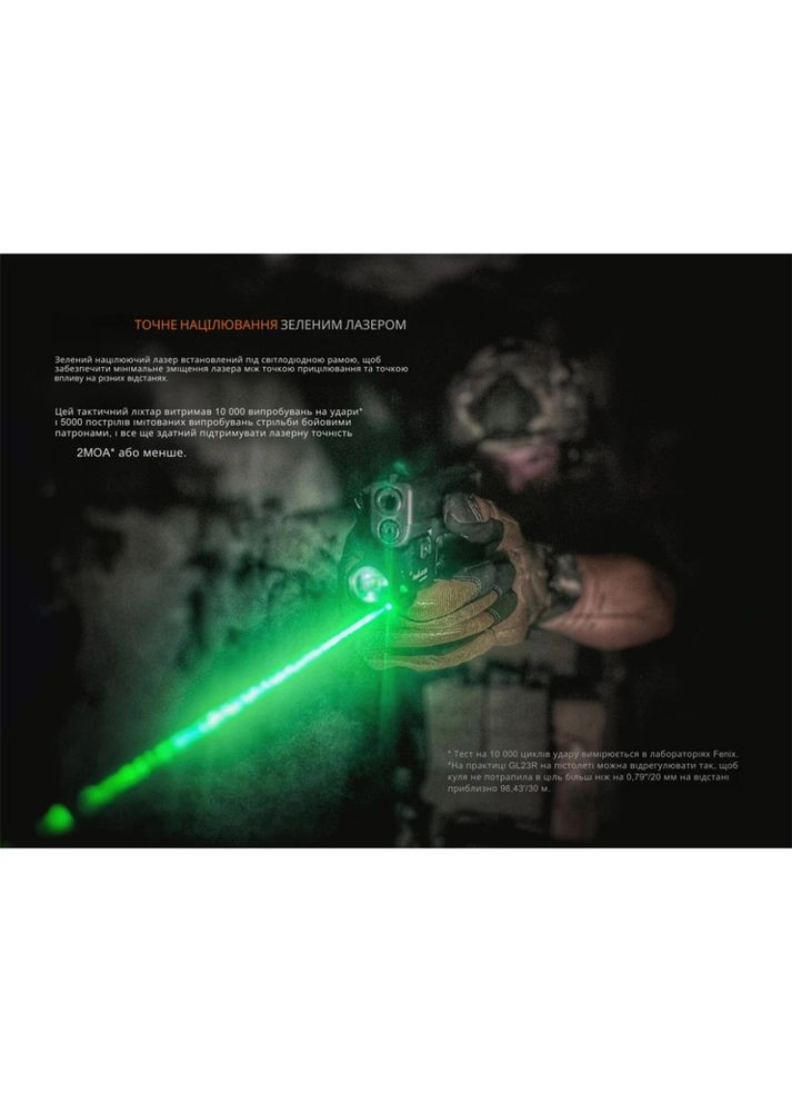 Фонарь к пистолету с лазерным прицелом GL23R Fenix (319663025)