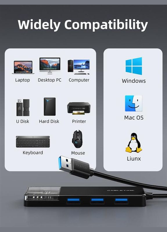 USB-хаб CB02B 4 ports CABLETIME (336958206)